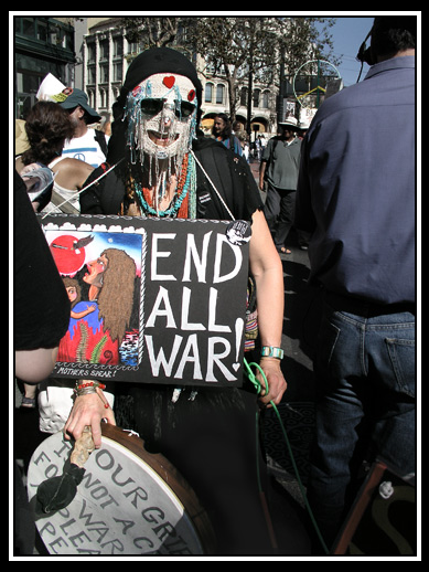 demonstrator at peace rally