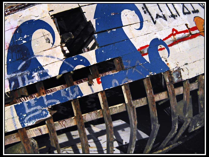 partially submerged boat