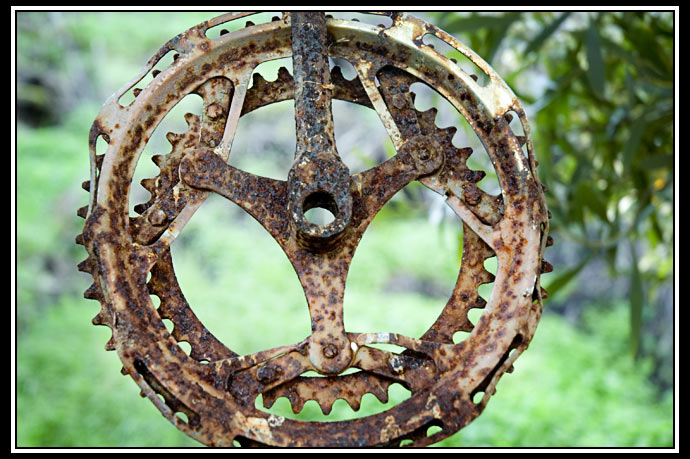 rusted out hanging piece